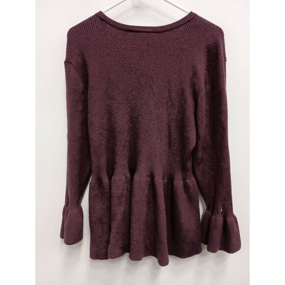 Lane Bryant Womens Peplum Sweater Size 18/20 Burgundy Bell Sleeve Pullover BOHO - Picture 9 of 10